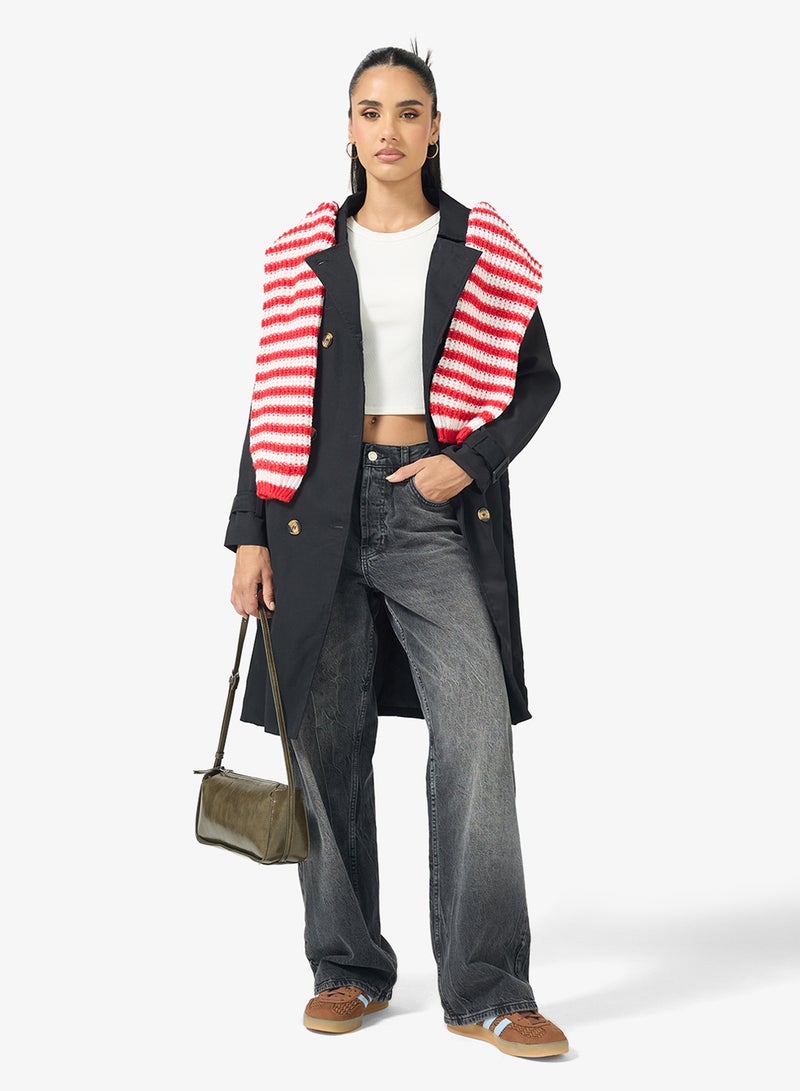 جينجر معطف ترنش منسوج بقصة واسعة - Image 4