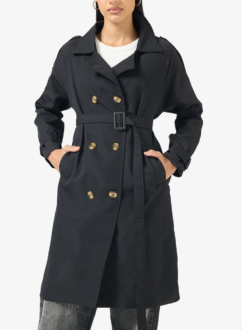 جينجر معطف ترنش منسوج بقصة واسعة - Image 3