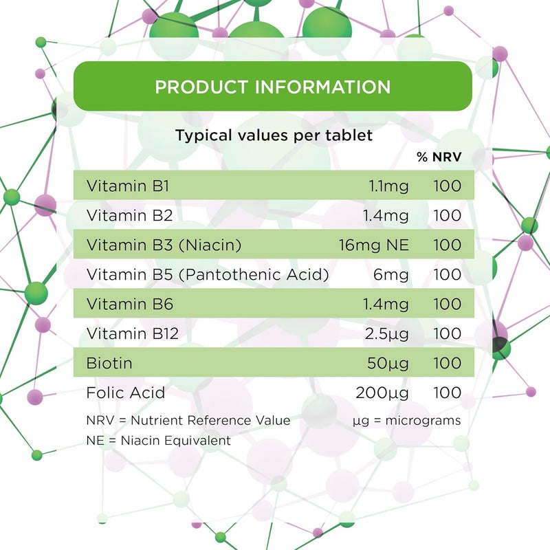 Healthspan Vitamin B Complex 6 Months Supply High Levels of 8 BComplex Vitamins Heart Health Mental Performance Psychological Function Combat Tiredness Fatigue Gelatin Free Vegan - Image 5