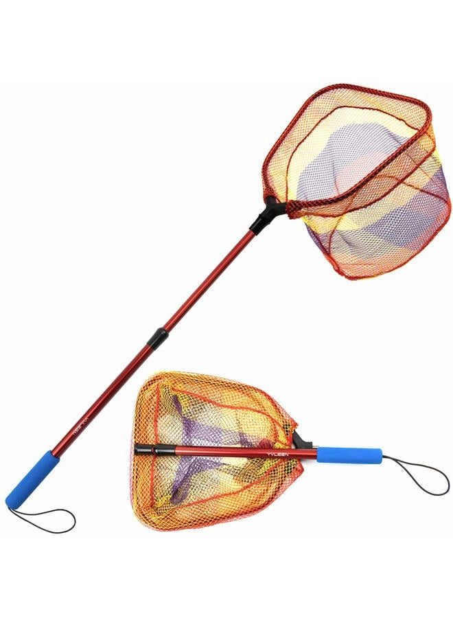 YVLEEN Kids Fishing Net for Lakes - Minnow Nets for Kids - Aluminum Collapsible Telescopic Fishing Pole Handle and Nylon Mesh Small Fishing net - Butterfly Nets for Kids Outdoor Playing - Image 1