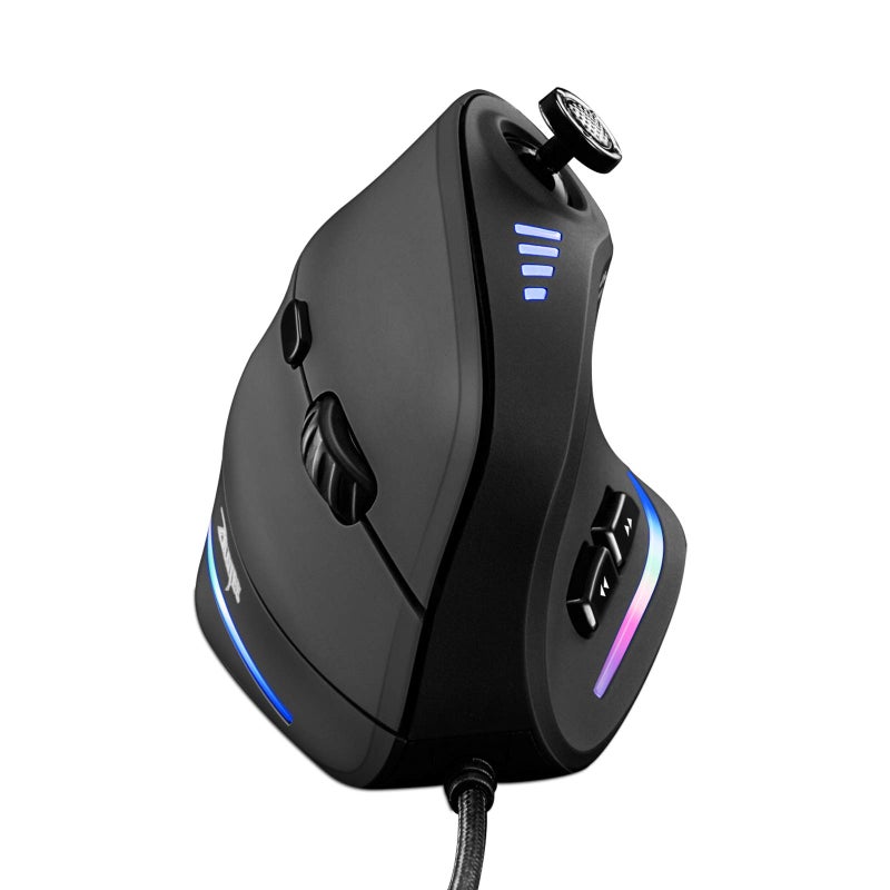 TRELC Gaming Mouse with 5 D Rocker, Ergonomic Mouse with 10000 DPI/11 Programmable Buttons, Vertical Gaming Mice Wired for PC/Laptop/E-Sports/Gamer (Black) - Image 1