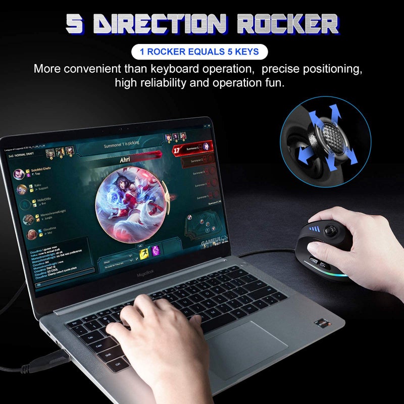 TRELC Gaming Mouse with 5 D Rocker, Ergonomic Mouse with 10000 DPI/11 Programmable Buttons, Vertical Gaming Mice Wired for PC/Laptop/E-Sports/Gamer (Black) - Image 5