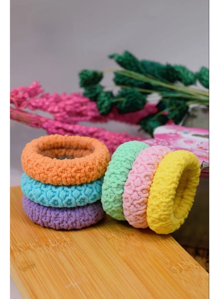 أربطة شعر مطاطية ناعمة  6 قطع للشعر الكثيف أو المجعد، أربطة مطاطية كبيرة للنساء والفتيات - Image 2