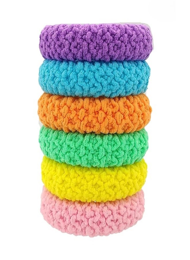 6pcs Soft Pony Holders, Elastics Hair Bands for Thick or Curly Hair for Women and Girls, Fancy Hair Ties - Image 1