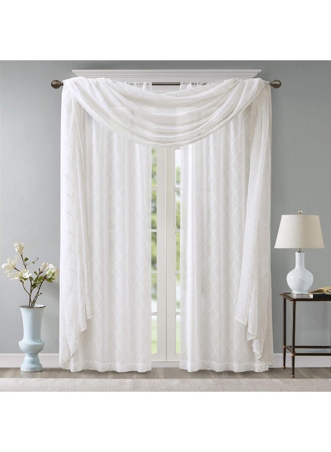 Madison Park Sheer Curtain Scarf Irina Embroidered Kitchen Transitional Fabric Sheers Single Curtain Scarf for Living Room Light Privacy Curtain Diffusing Sunlight 1Panel Pack 50 x 216 White - Image 4