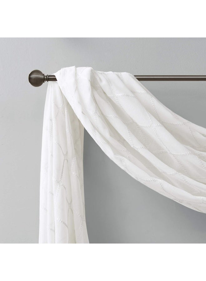 Madison Park Sheer Curtain Scarf Irina Embroidered Kitchen Transitional Fabric Sheers Single Curtain Scarf for Living Room Light Privacy Curtain Diffusing Sunlight 1Panel Pack 50 x 216 White - Image 2
