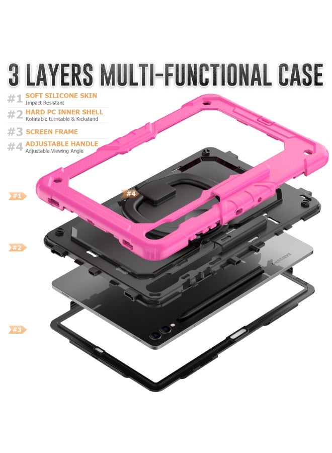 general Case Compatible with Samsung Galaxy TAB S10+ 12.4【SM-X820】 (2024)/S9 Plus 12.4 Inch with Heavy Duty Shockproof Case with Kickstand/Hand Strap/Rotating Stand - Image 2