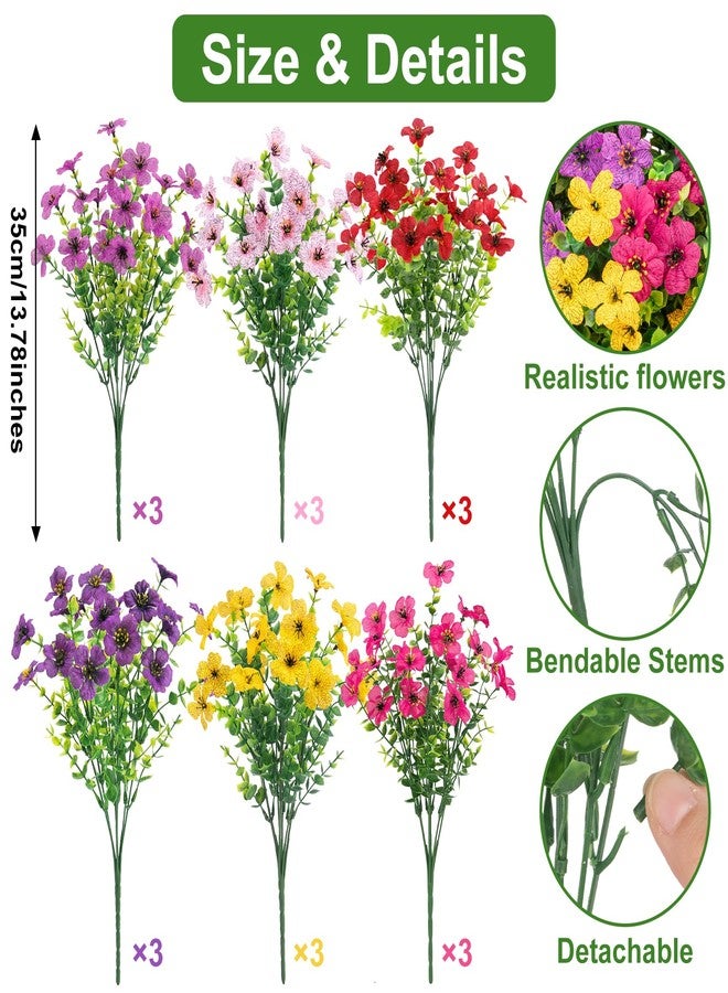 Roberly Artificial Flowers for Outdoors, UV Resistant Silk Fake Daisy Flowers with Eucalyptus Greenery Stems Faux Plastic Plants for Spring Summer Patio Garden Home Decor, 18 Bundles, Mixed Color - Image 2