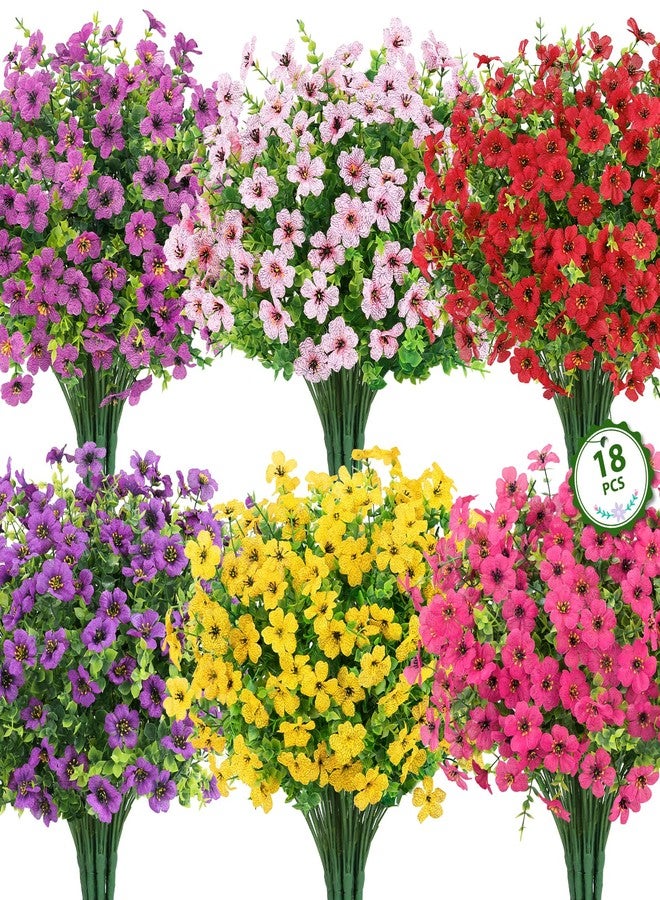 Roberly Artificial Flowers for Outdoors, UV Resistant Silk Fake Daisy Flowers with Eucalyptus Greenery Stems Faux Plastic Plants for Spring Summer Patio Garden Home Decor, 18 Bundles, Mixed Color - Image 1