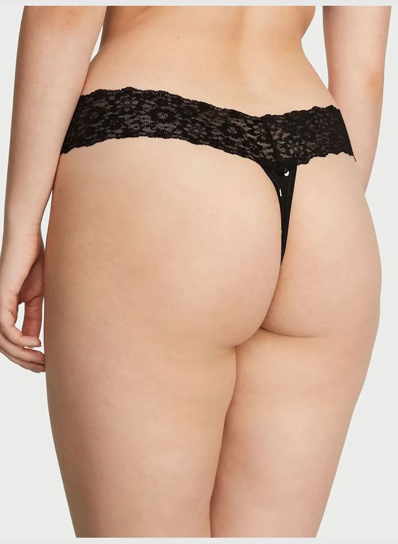 victoriassecret - invalid brand Posey Lace Waist Cotton Thong Panty