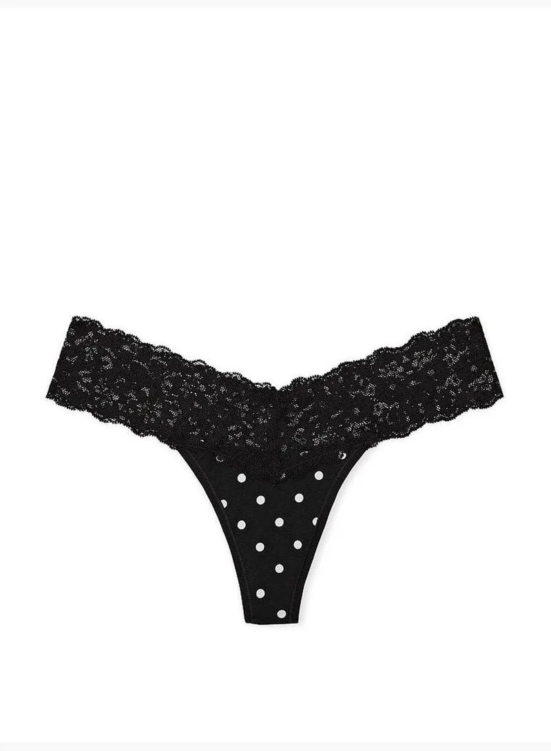 victoriassecret - invalid brand Posey Lace Waist Cotton Thong Panty