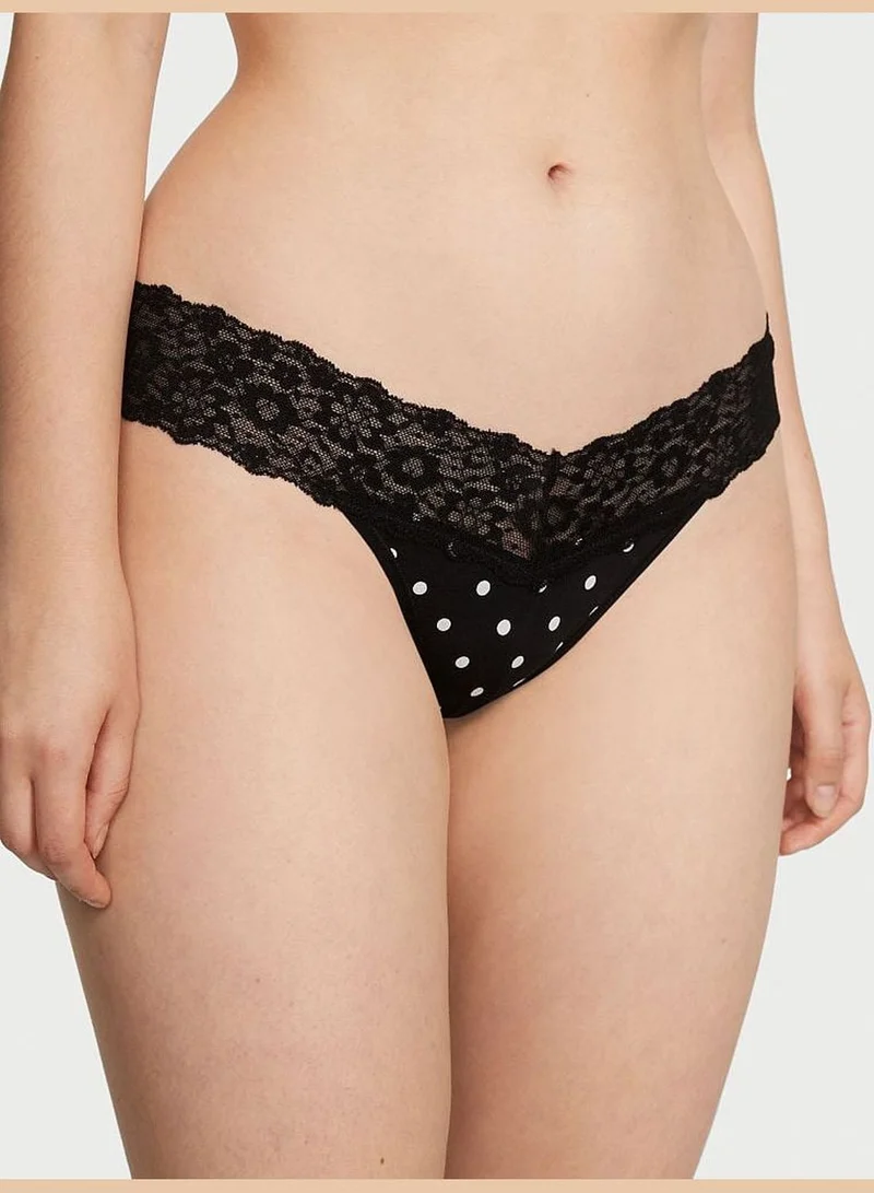 victoriassecret - invalid brand Posey Lace Waist Cotton Thong Panty