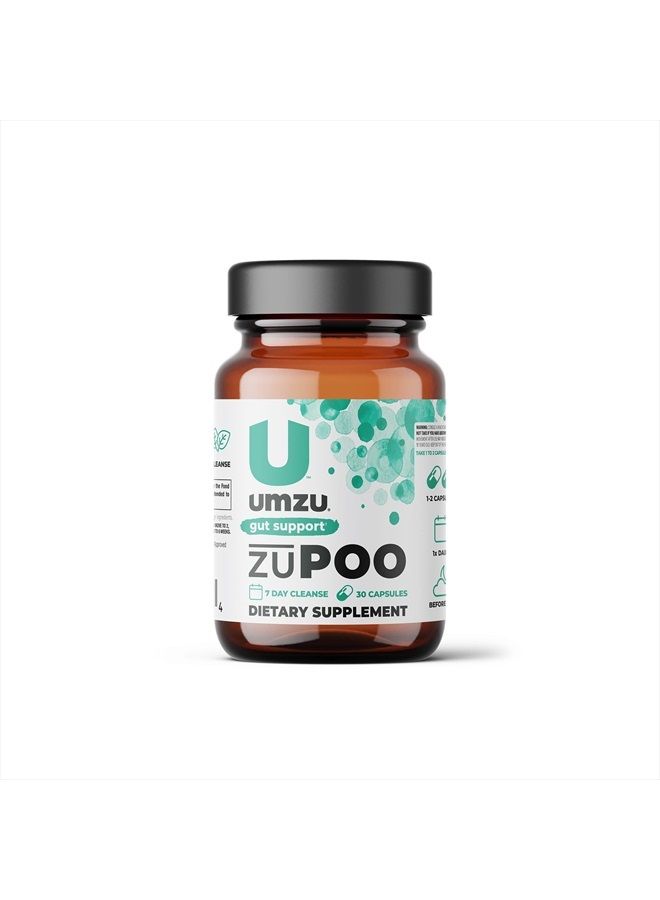 UMZU zuPOO - مكمل تنظيف القولون ودعم الأمعاء، التخلص الصحي من النفايات وحركات الأمعاء، الفيتامينات، المعادن، الأعشاب، مزيج اللحاء، دورة 7 أيام، تخفيف الانتفاخ - (15 يوم إمداد 30 كبسولة) - Image 1