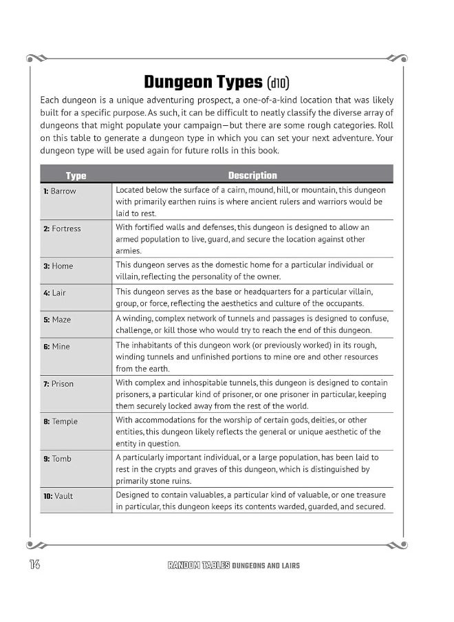 null - Random Tables: Dungeons And Lairs: The Game Master's Companion for Creating Secret Entrances, Rumors, and More - Image 1