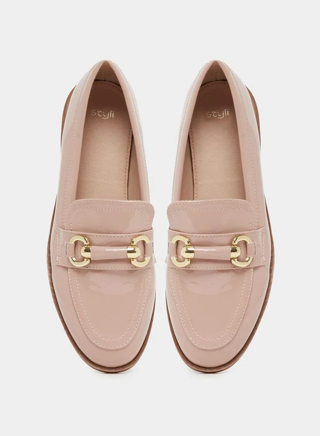 Styli Styli Patent Design Flat Bit Loafers