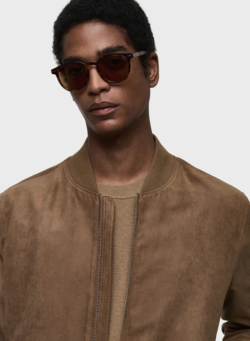Mango Man Suede-Effect Bomber Jacket