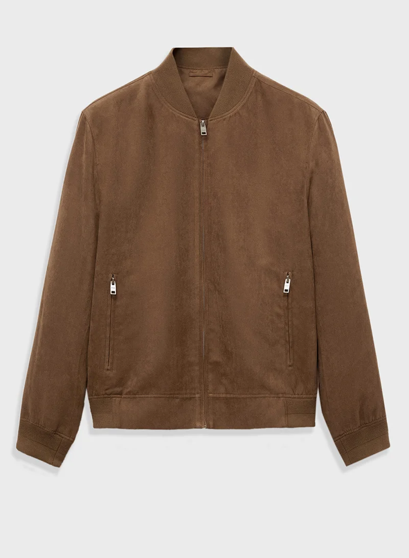 Mango Man Suede-Effect Bomber Jacket