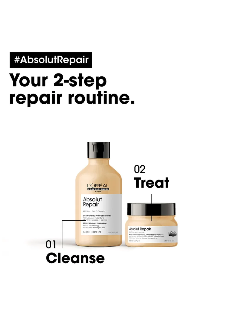 L'Oréal Professionnel L’Oréal Professionnel│Absolut Repair Glacial Utopia Duo Set | Repairs & Hydrates Dry, Damaged Hair |With Gold Quino & Protein | SERIE EXPERT | Shampoo 300 ml & Mask 250ml