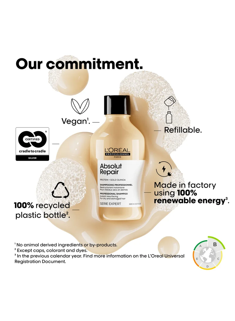 L'Oréal Professionnel L’Oréal Professionnel│Absolut Repair Glacial Utopia Duo Set | Repairs & Hydrates Dry, Damaged Hair |With Gold Quino & Protein | SERIE EXPERT | Shampoo 300 ml & Mask 250ml