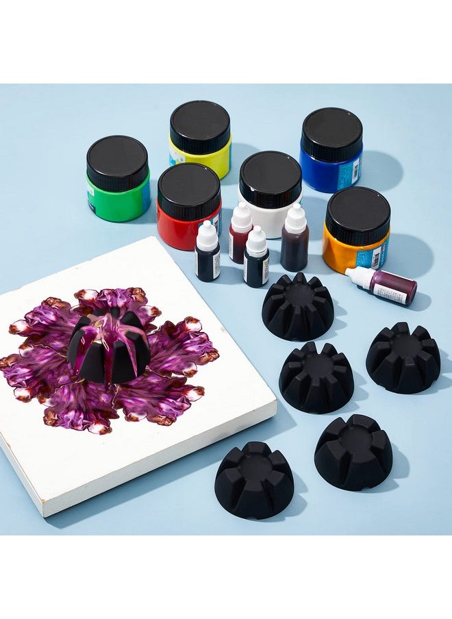 Vesici - 6 Pieces Flower Pour Cup For Paint Pouring 6/7/8/9/10 Slot Acrylic Paint Tools Fluid Painting Supplies Flower Strainer For Diy Pouring Paint And Creating Patterns Art Supplies(Black) - Image 1