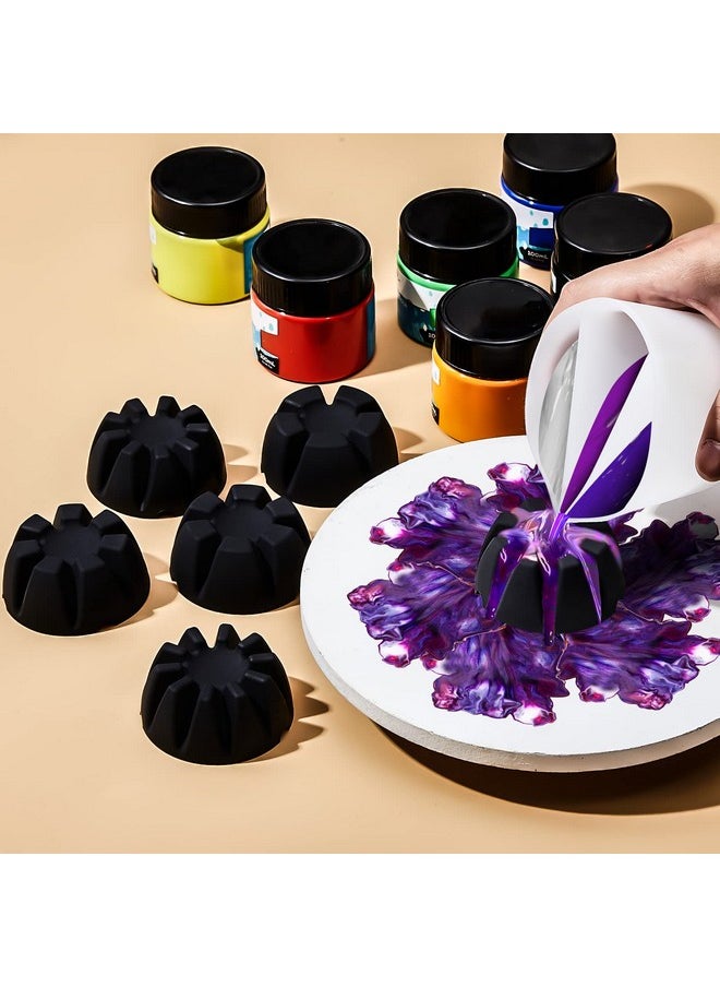 Vesici - 6 Pieces Flower Pour Cup For Paint Pouring 6/7/8/9/10 Slot Acrylic Paint Tools Fluid Painting Supplies Flower Strainer For Diy Pouring Paint And Creating Patterns Art Supplies(Black) - Image 1
