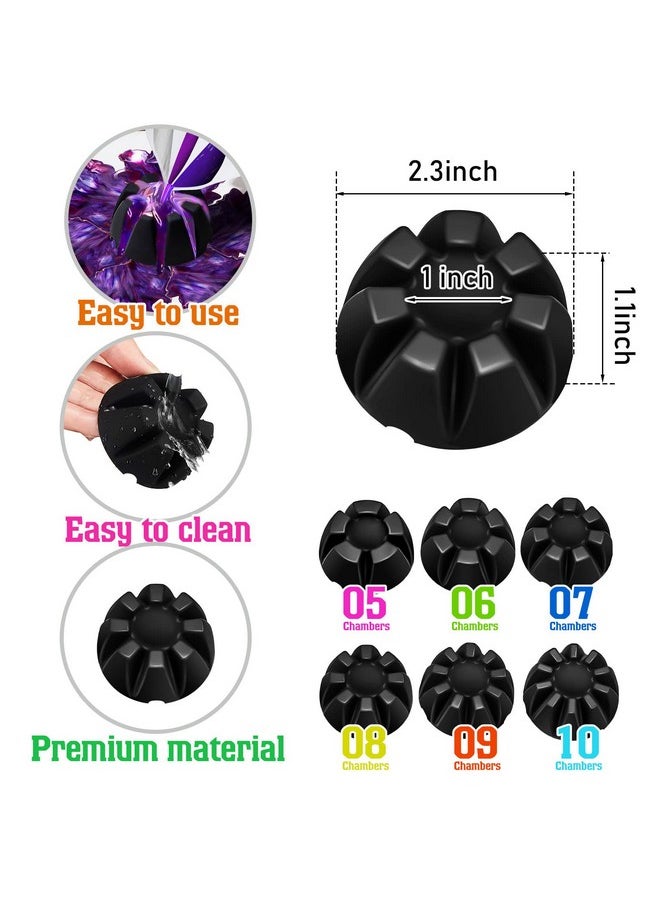 Vesici - 6 Pieces Flower Pour Cup For Paint Pouring 6/7/8/9/10 Slot Acrylic Paint Tools Fluid Painting Supplies Flower Strainer For Diy Pouring Paint And Creating Patterns Art Supplies(Black) - Image 1