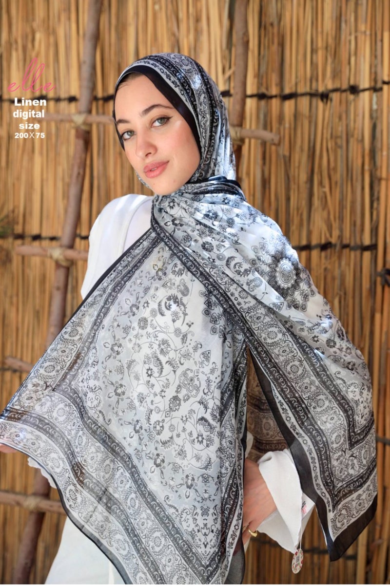 طرحة وشاح حجاب إسلامي قطن لينين فاخر للنساء – تصميم أنيق للمناسبات والاستخدام اليومي – مقاس 200 × 75 سم