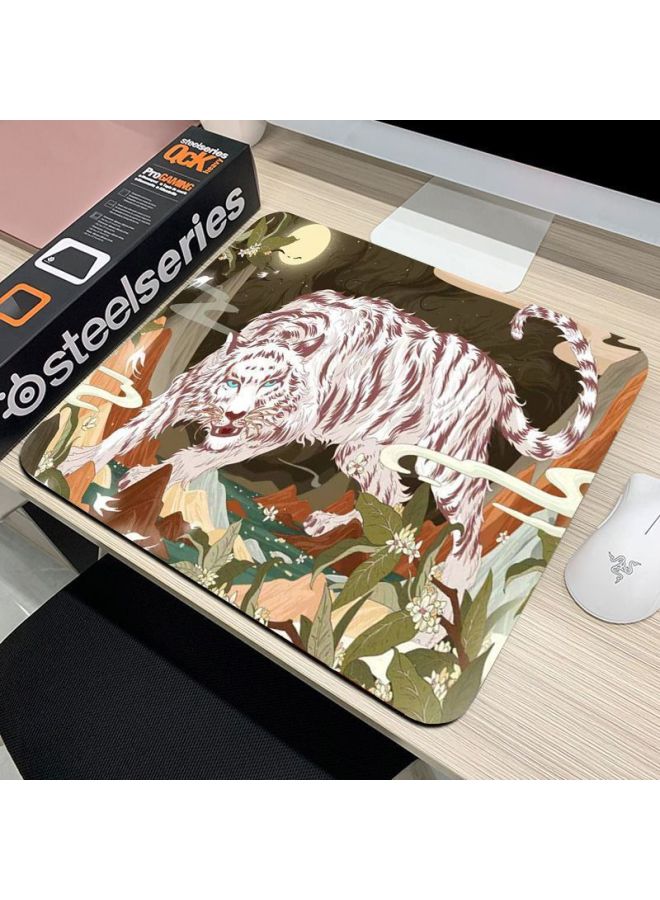 Electric Competition Tiger Mouse Pad Square Large Green Pillow Lingyun Fine-faced Table Pad Thickened Super Thick Game-Color:285*320*2mm (locking Edge)-Pattern:Hf【white Tiger】  - Image 1