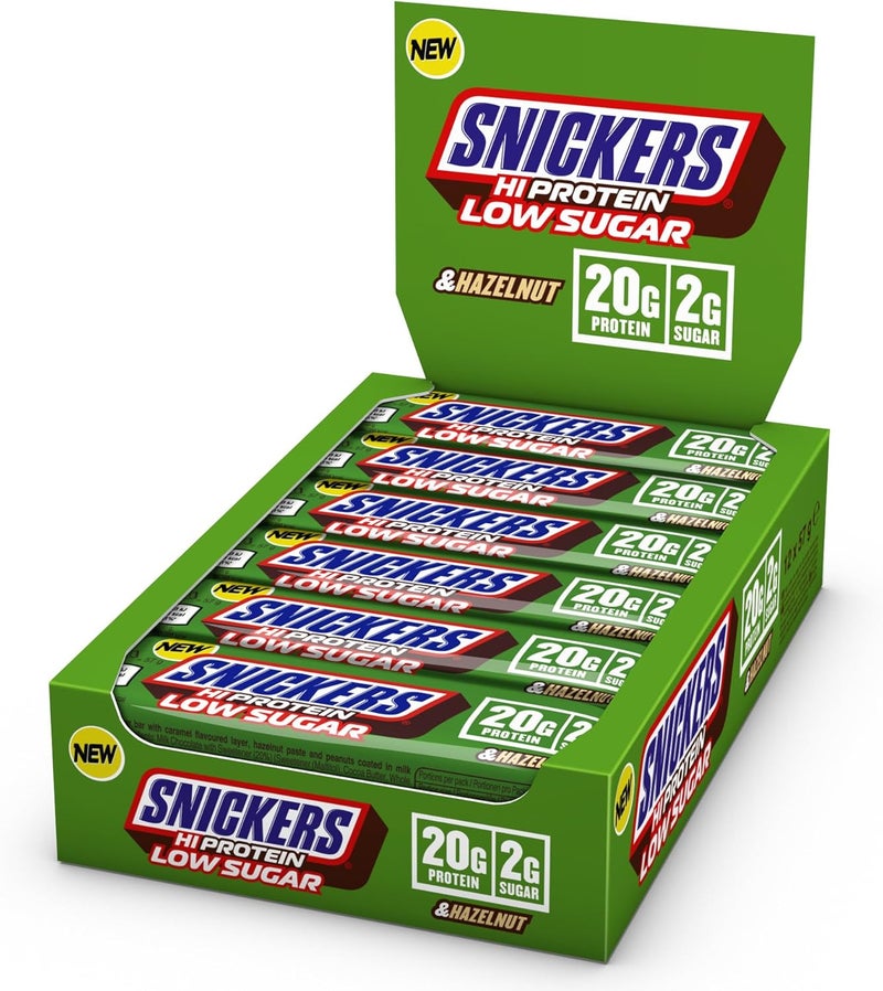 Snickers Low Sugar Hi hazelnut Protein Bar Pack of 12 x 57g - Image 1