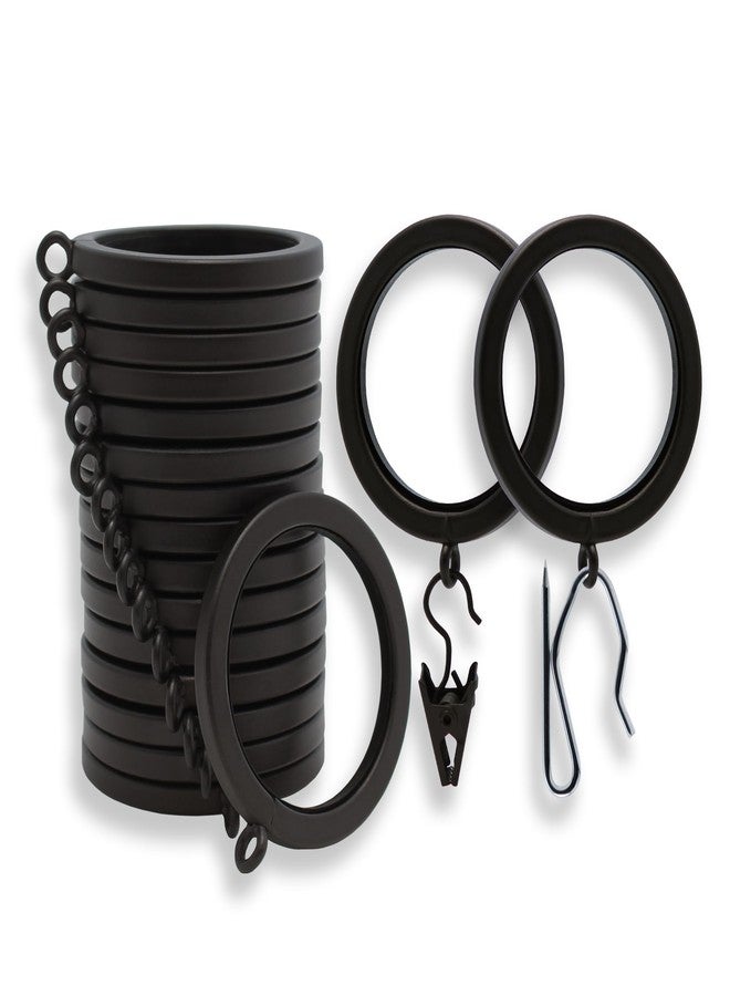 BlastHome® Luxury Curtain Rings - Premium Metal with Quiet, Smooth Nylon Inserts - Pinhooks and Clips Included - 1 1/2" Inside Diameter - 18 Rings for Two Standard Curtains - Brushed Dark Brown - Image 1