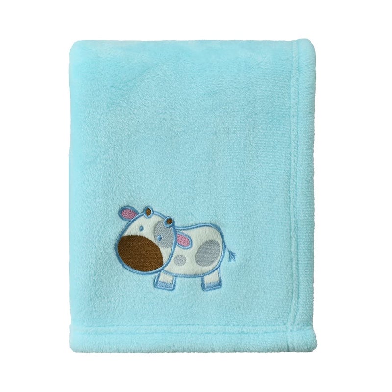 CREVENT 30''X40'' Cozy Fluffy Warm Fleece Infant Baby Blanket for Girls & Boys Toddler Crib Cot Stroller - Blue Cow - Image 1