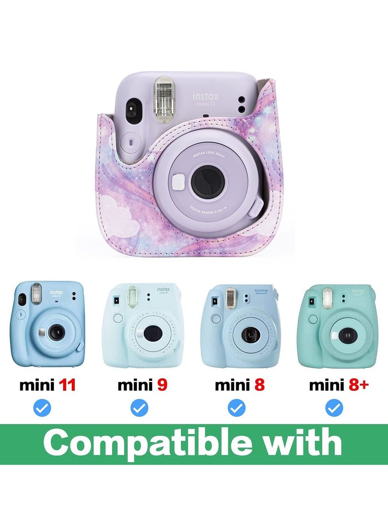 KASTWAVE Protective & Portable Case Compatible with fujifilm instax Mini 11/ 9/ 8/ 8+ Instant Film Camera with Accessory Pocket and Adjustable Strap (Starry sky Pink)  - Image 5