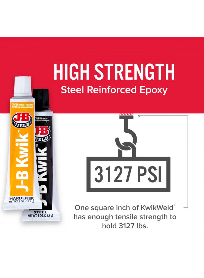 J-B Weld 8276 KwikWeld Quick Setting Steel Reinforced Epoxy - Dark Grey 2 oz - Image 2