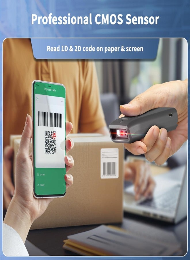 NetumScan Mini QR Bluetooth Barcode Scanner, 3-in-1 Automatic 1D 2D Wireless Barcode Reader for Inventory, Small Bar Code Scanner for POS, Computer, Tablet, iPhone, iPad, iOS, Android - Image 2