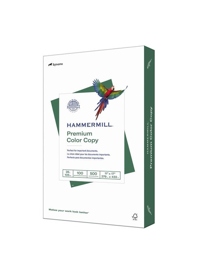 Hammermill Printer Paper, Premium Color 28 lb Copy Paper, 11 x 17-1 Ream (500 Sheets) - 100 Bright, Made in the USA, 102541R - Image 1