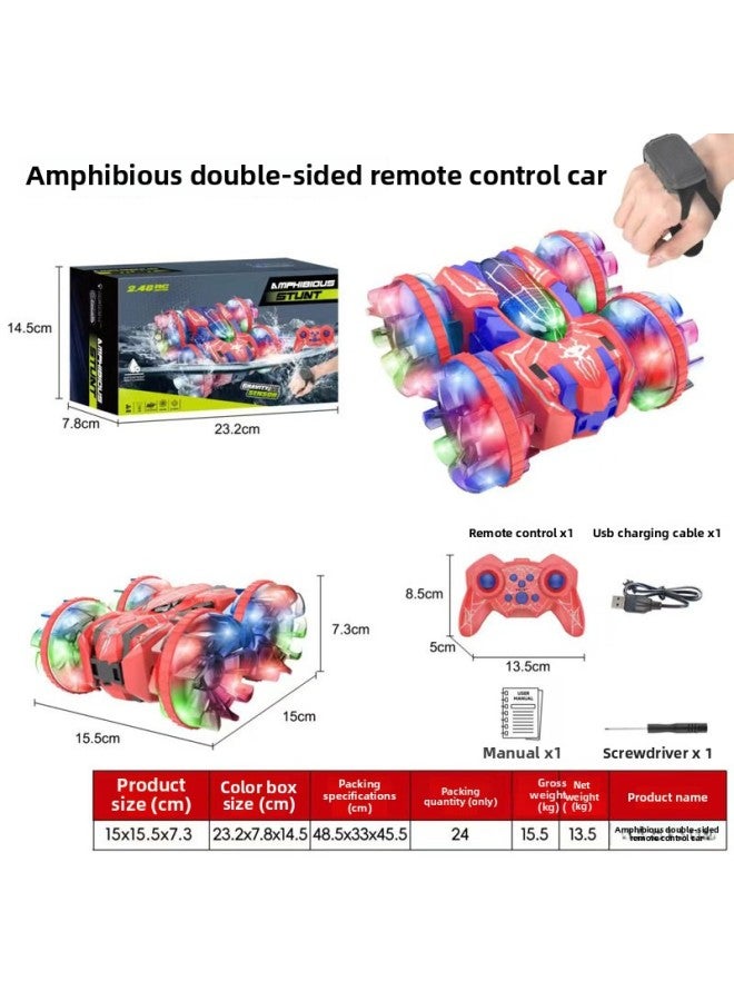 2.4G Batman Remote Control Dump Truck Venom 360 Degree Stunt Rollover Children's Toy F1 Off-road Vehicle-Color:2.4g Amphibious Double-sided Stunt Car Dual Remote Control  - Image 1
