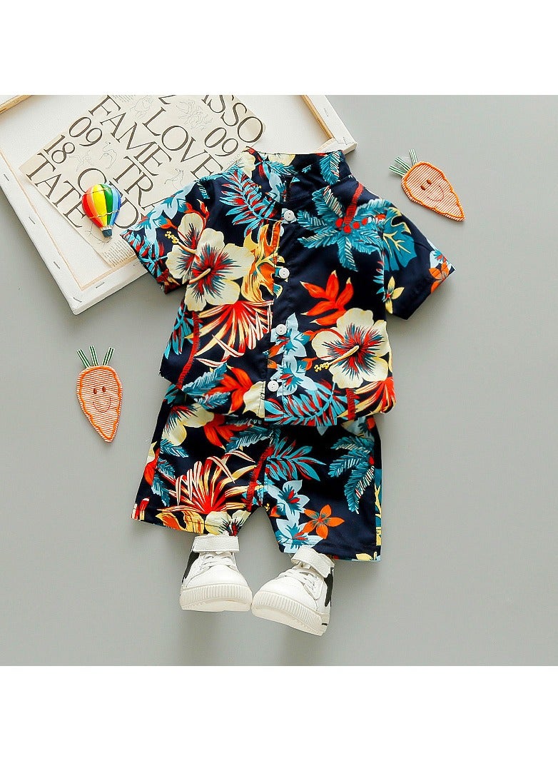 KUYING New Children's Short Sleeved Shirt Two-Piece Set