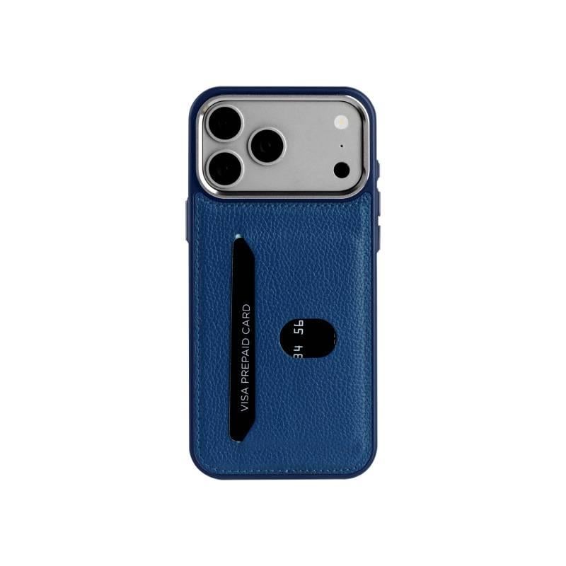MS غطاء واقي بملمس جلد لـ iPhone 13 مع حامل بطاقات وحماية من السقوط مع مقاوم للصدمات مع قبضة مضادة للانزلاق باللون أزرق مضاد للانزلاق باللون الأزرق - Image 1