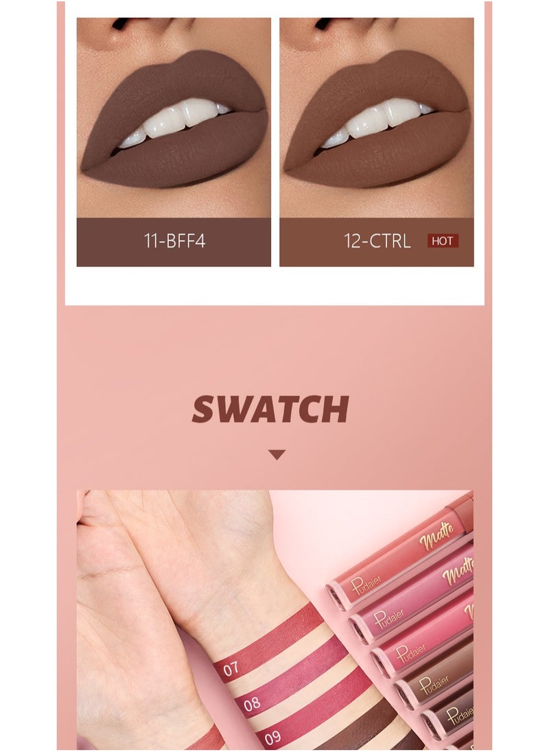 pudaier Pudaier Water Mist Liquid Lipstick: Rich Pigmentation & Hydrating Matte Finish Waterproof, Smudge-Proof, Long-Lasting Comfort – Shade 12#  - Image 5
