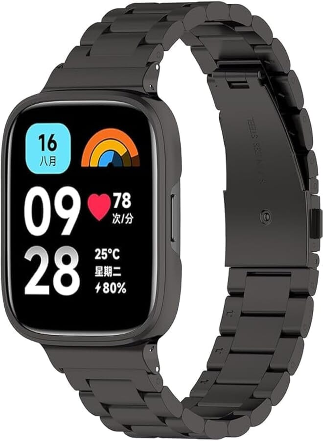 Next Next Store Compatible with Xiaomi Redmi Watch 3 Band with Case, Adjustable Stainless Steel Metal Wristbands, Smart Watch Band for Redmi Watch 3 with Cover for Women Men