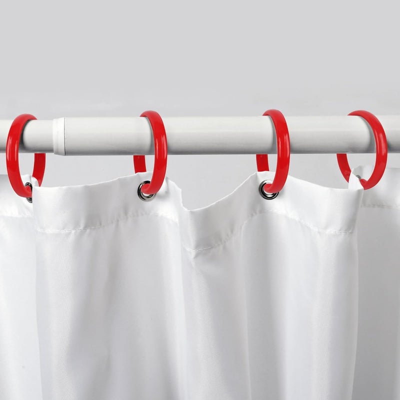 Qulable Red Shower Curtain Hooks - 12 Pcs Circular Plastic Shower Curtain Rings for Bathroom - O Shaped Red Shower Hooks Rings for Shower Curtain Rod - Image 5