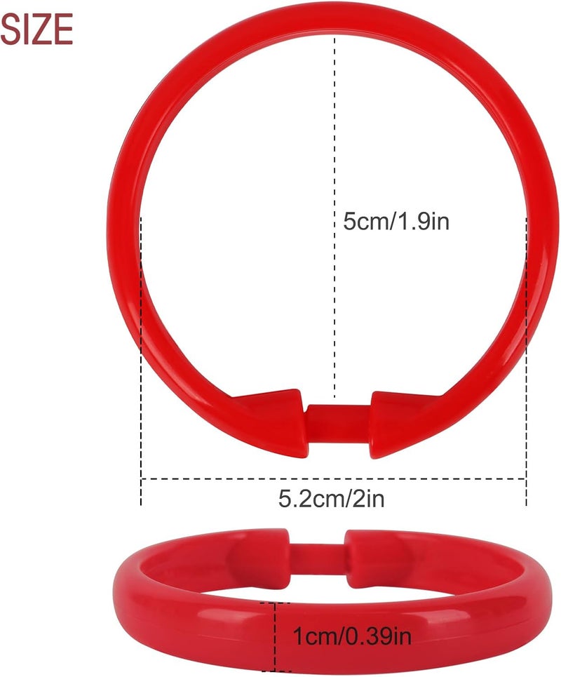 Qulable Red Shower Curtain Hooks - 12 Pcs Circular Plastic Shower Curtain Rings for Bathroom - O Shaped Red Shower Hooks Rings for Shower Curtain Rod - Image 4