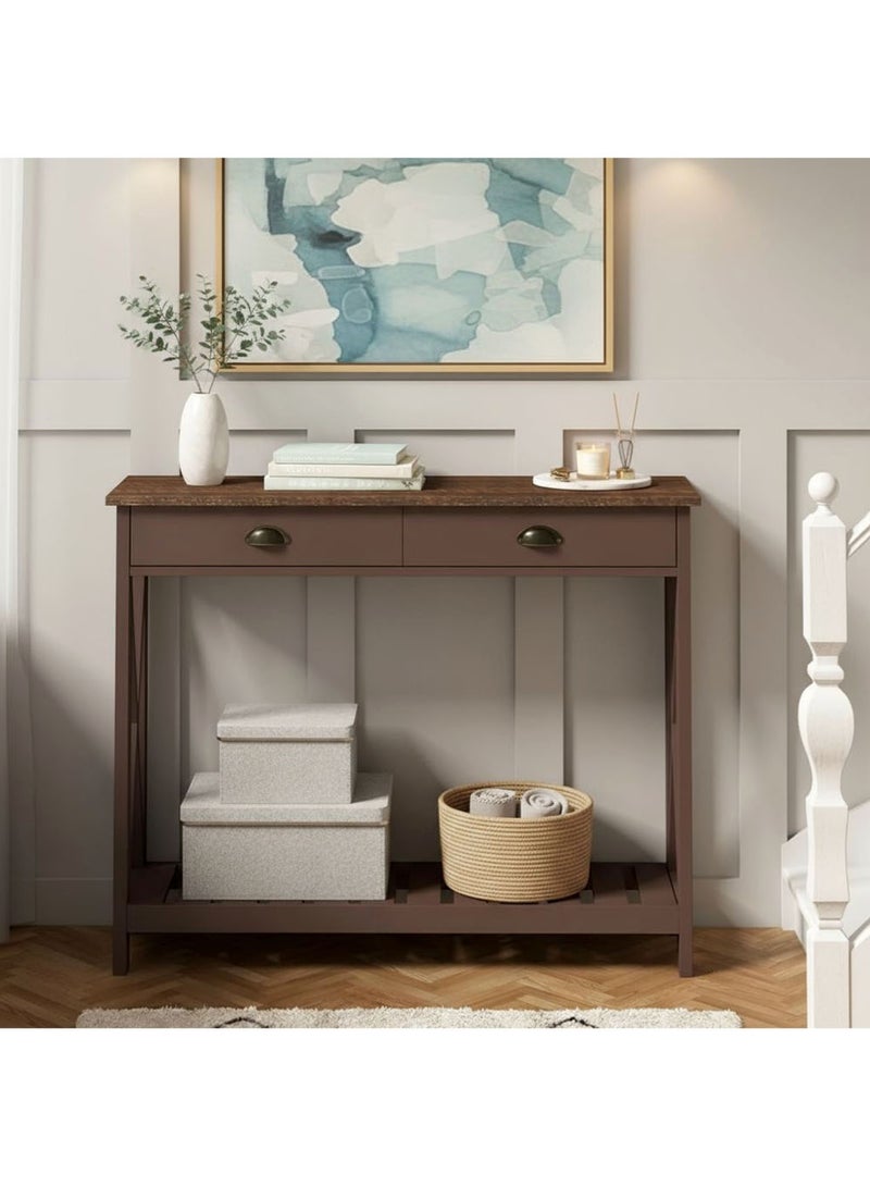 إيه جي دي طاولة جانبية عصرية، لغرفة المعيشة والمدخل، مع دعامات ثابتة على شكل X، تصميم ريفي عتيق - Image 4