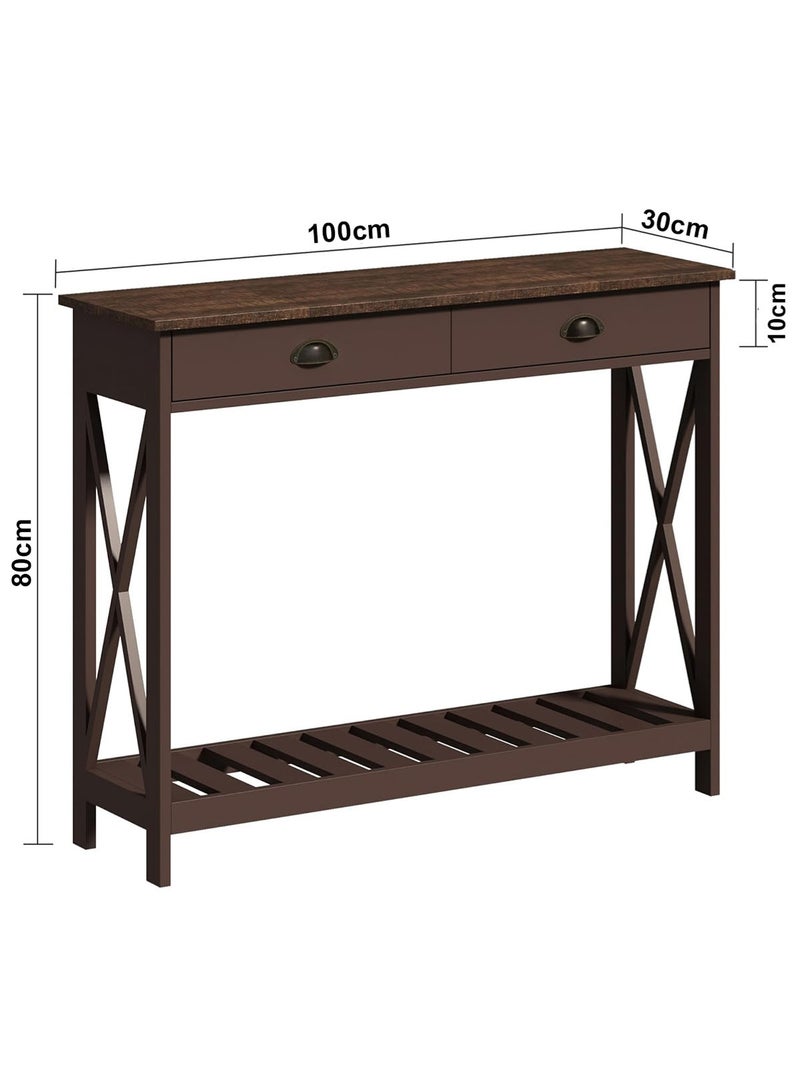 إيه جي دي طاولة جانبية عصرية، لغرفة المعيشة والمدخل، مع دعامات ثابتة على شكل X، تصميم ريفي عتيق - Image 5