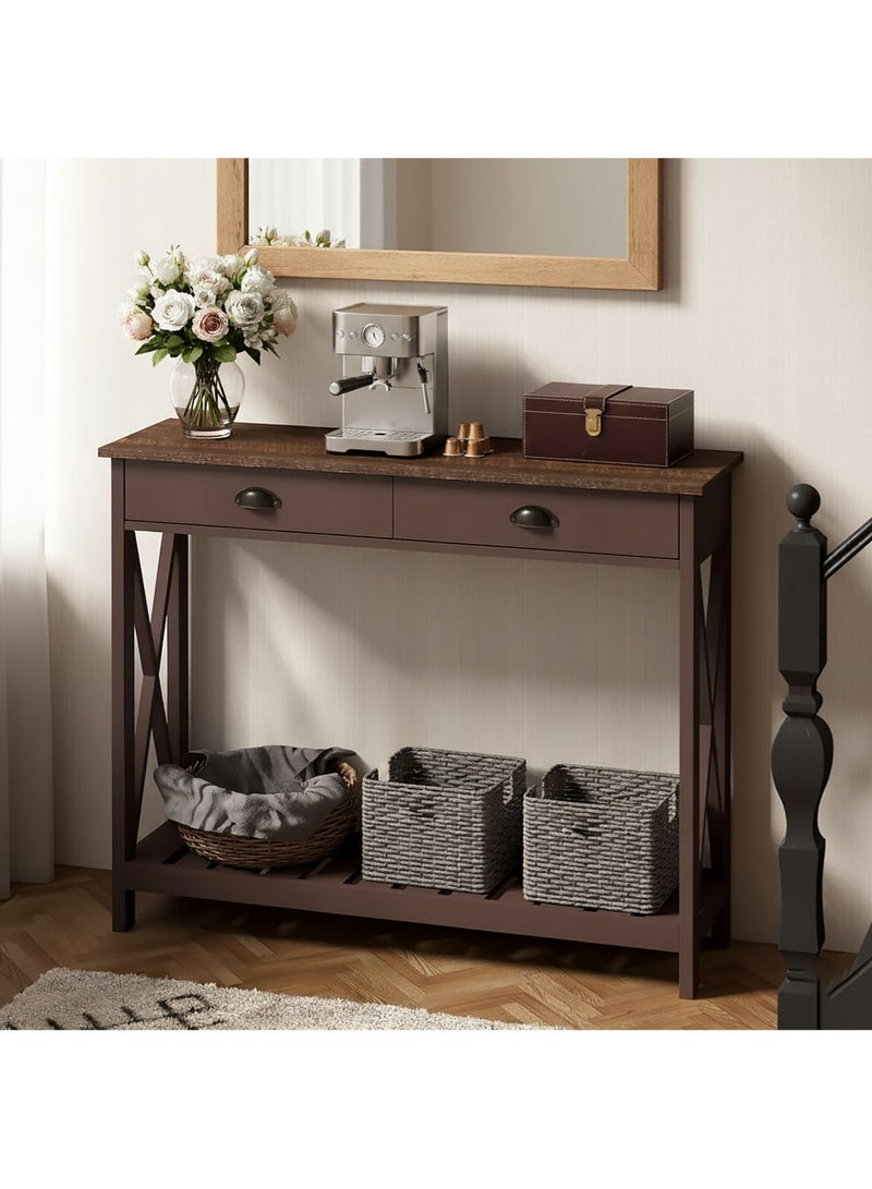 إيه جي دي طاولة جانبية عصرية، لغرفة المعيشة والمدخل، مع دعامات ثابتة على شكل X، تصميم ريفي عتيق - Image 1