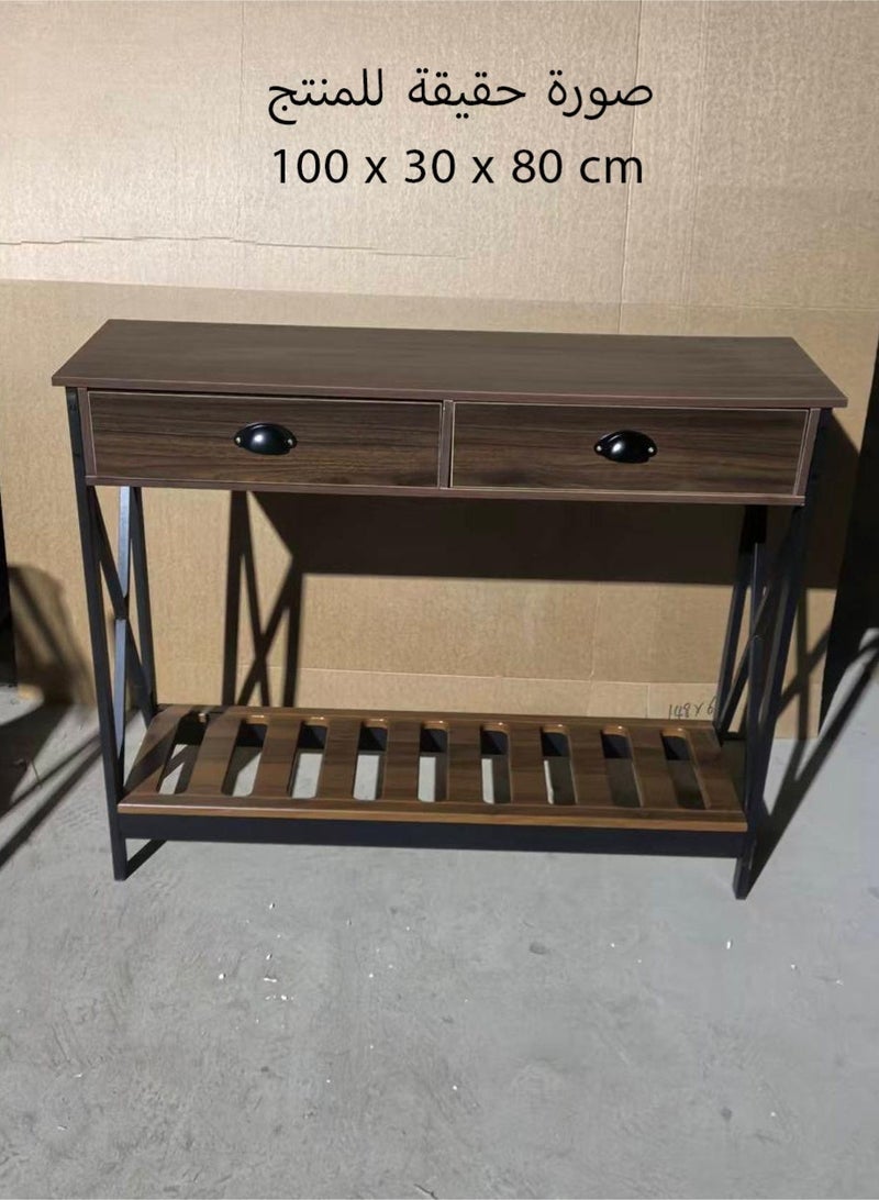 إيه جي دي طاولة جانبية عصرية، لغرفة المعيشة والمدخل، مع دعامات ثابتة على شكل X، تصميم ريفي عتيق - Image 3