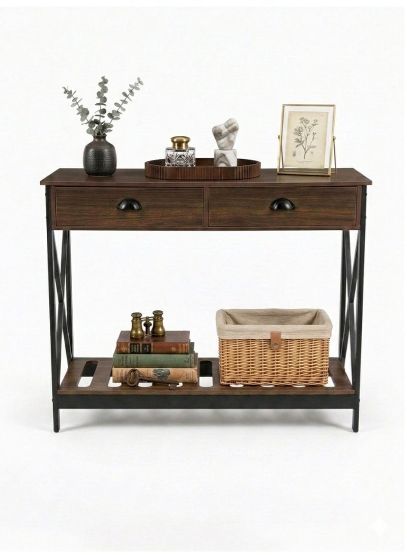 إيه جي دي طاولة جانبية عصرية، لغرفة المعيشة والمدخل، مع دعامات ثابتة على شكل X، تصميم ريفي عتيق - Image 4