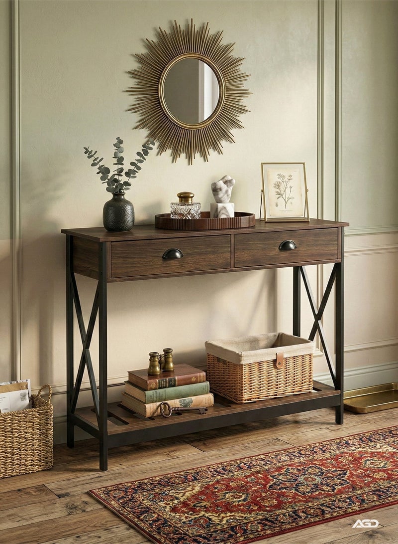 إيه جي دي طاولة جانبية عصرية، لغرفة المعيشة والمدخل، مع دعامات ثابتة على شكل X، تصميم ريفي عتيق - Image 5