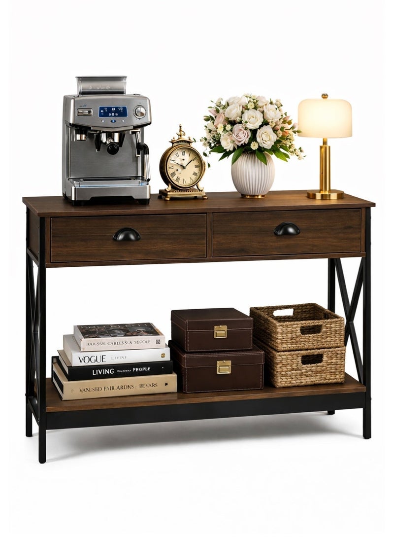 إيه جي دي طاولة جانبية عصرية، لغرفة المعيشة والمدخل، مع دعامات ثابتة على شكل X، تصميم ريفي عتيق - Image 1