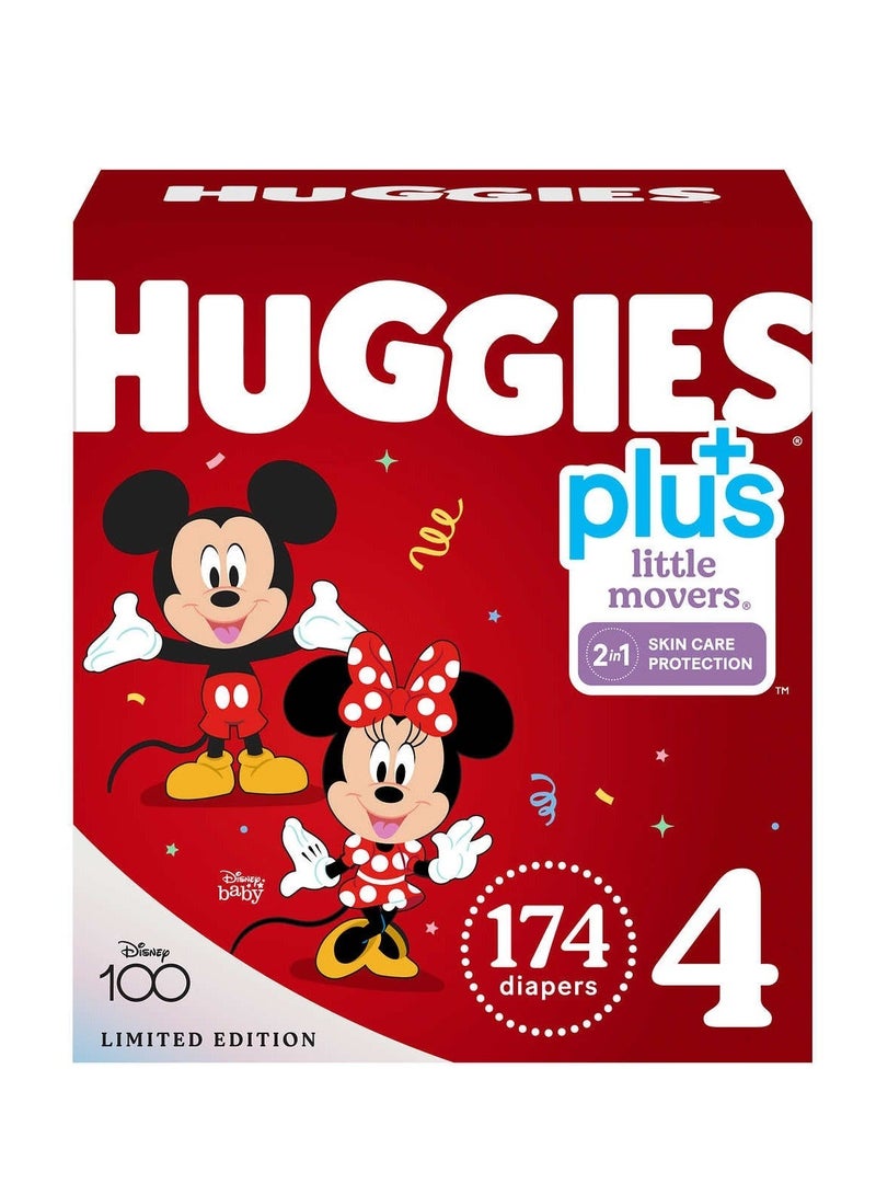 Huggies 174-Piece Little Movers Plus With 2 in 1 Skin Protect Limited Edition Baby Diapers Size 4  - Image 1